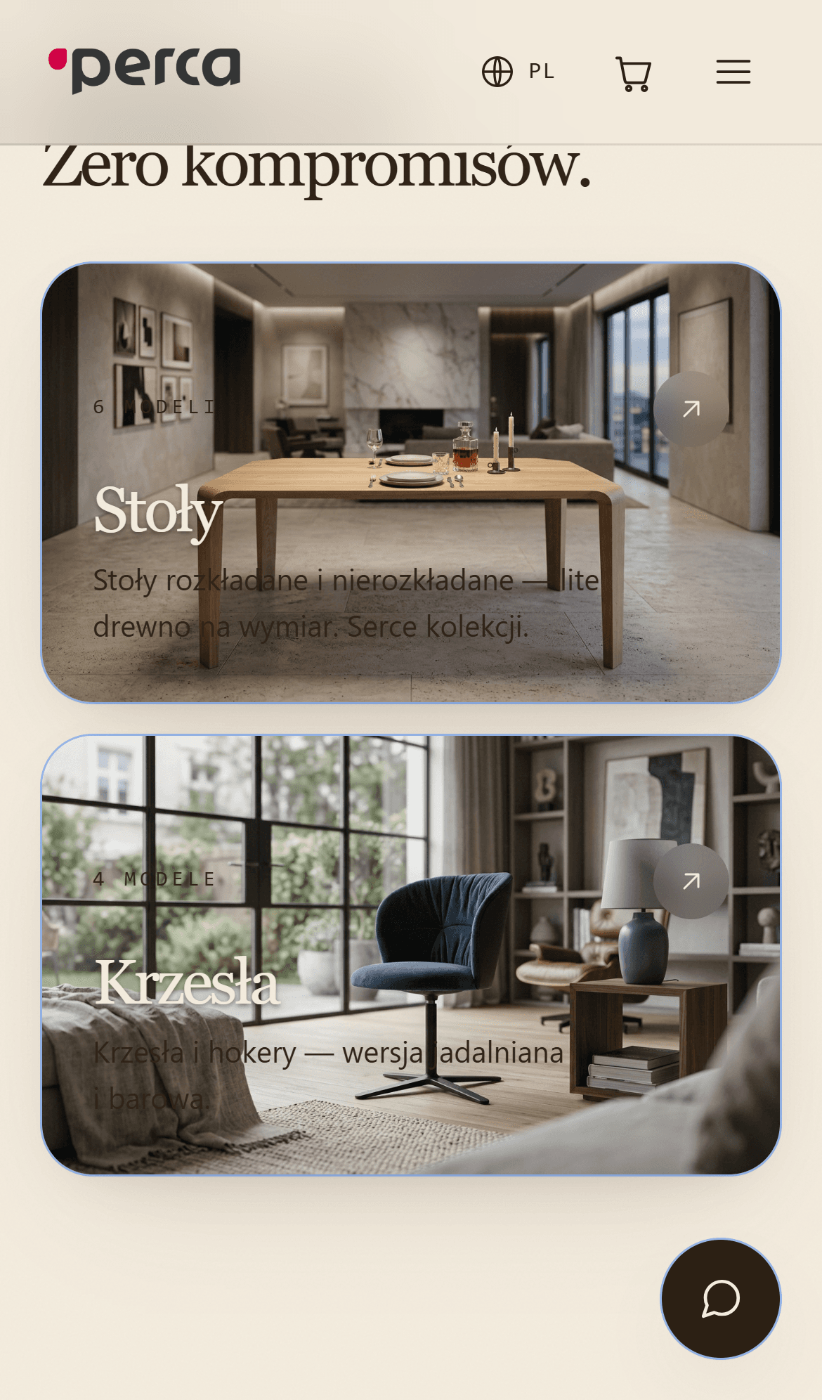 perca-furniture mobile — sekcja