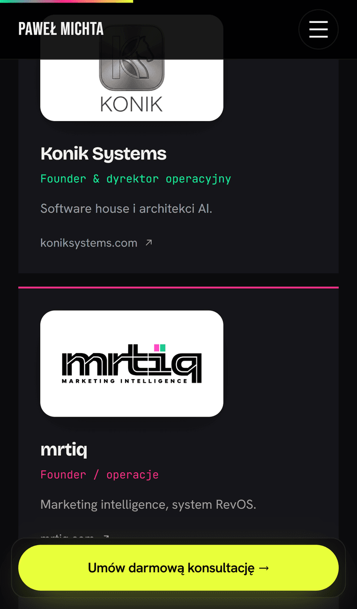 pmichta mobile — sekcja