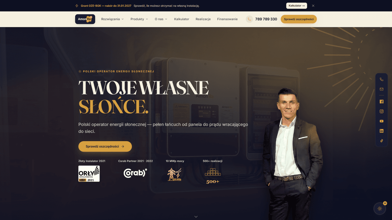 amonra.pl — hero „Twoje własne słońce”