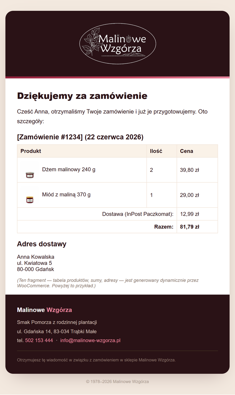Mail — Potwierdzenie zamówienia #1234